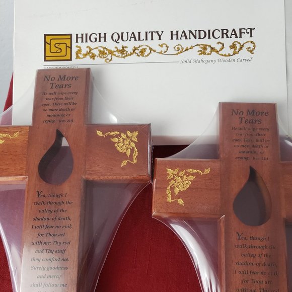 MEMORIAL CROSS 10" BEVELED EDGES GOLD CARVED ART - Picture 2 of 10